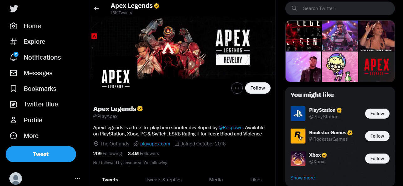 Apex Legends twitter page. What is Apex Legends Error Code Snake?