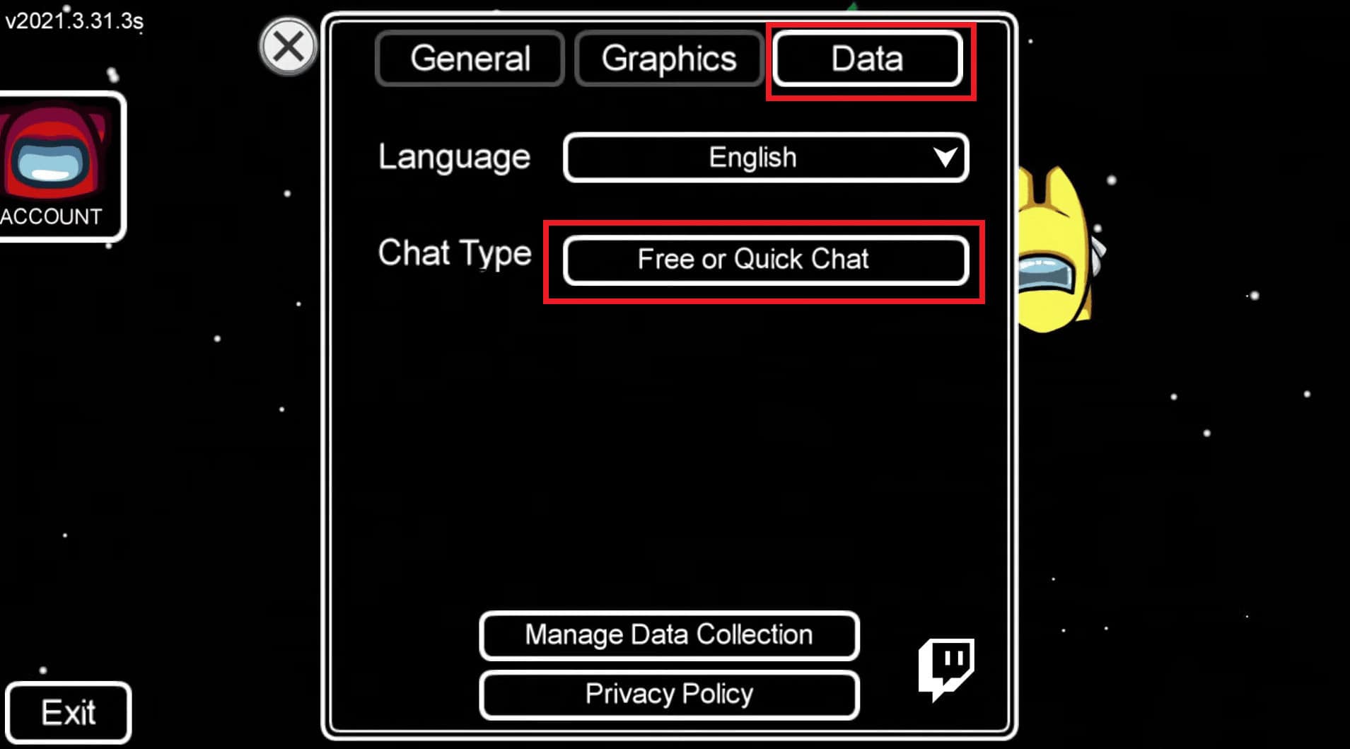 Data tab - Chat Type - Free or Quick Chat