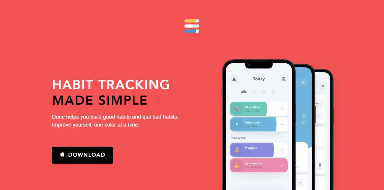 Done habit tracking app website