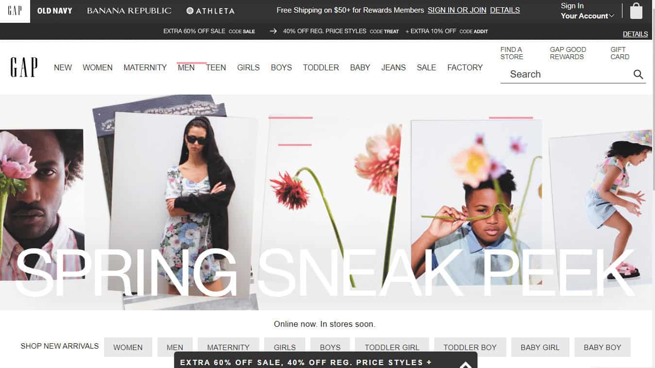 Gap website