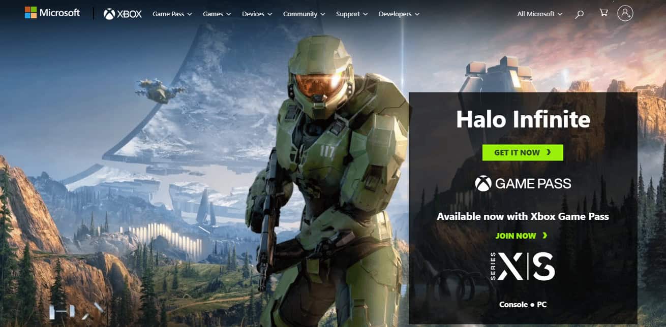 Halo Infinite Xbox game pass page