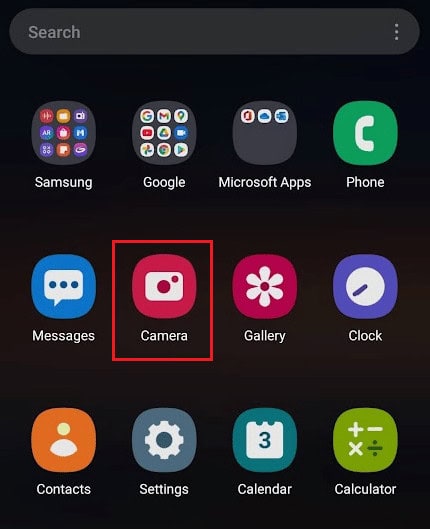 Launch the Camera app on your Samsung phone