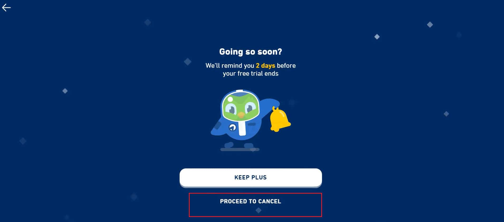 PROCEED TO CANCEL