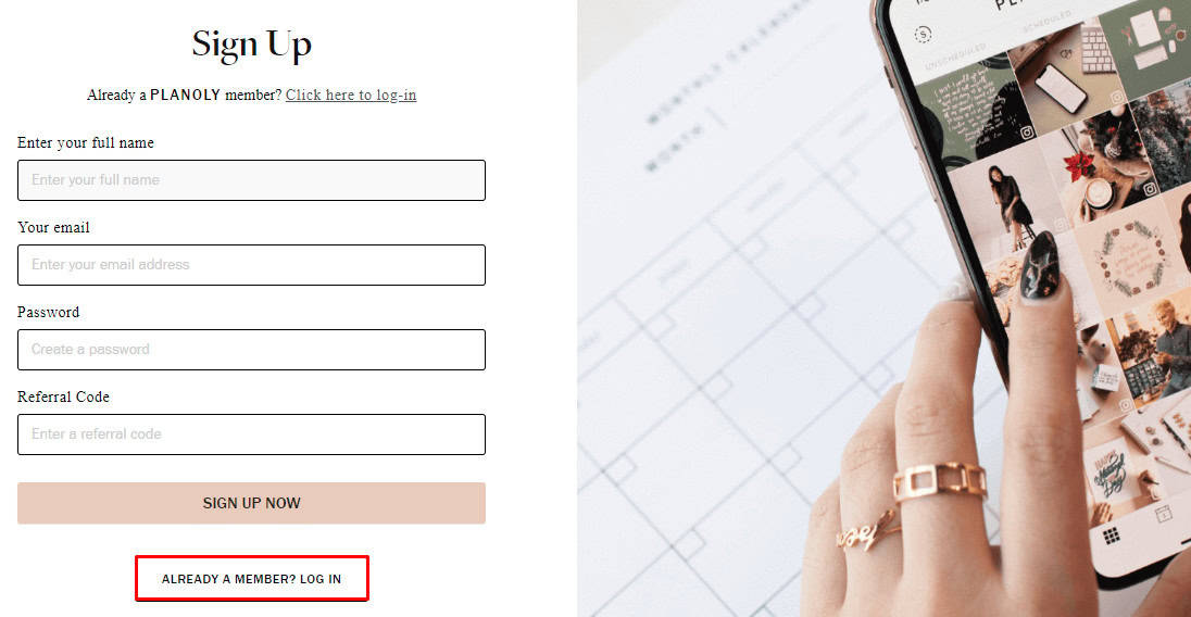 Planoly Sign up