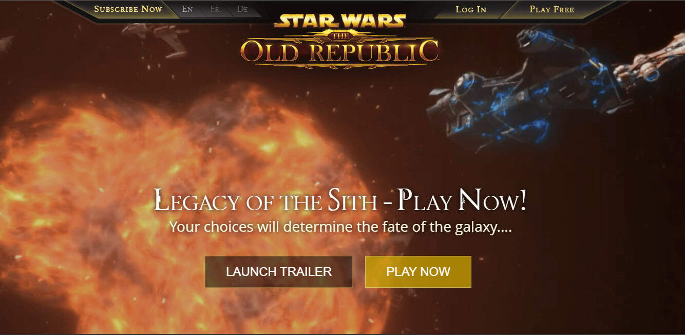 Star Wars The Old Republic official website