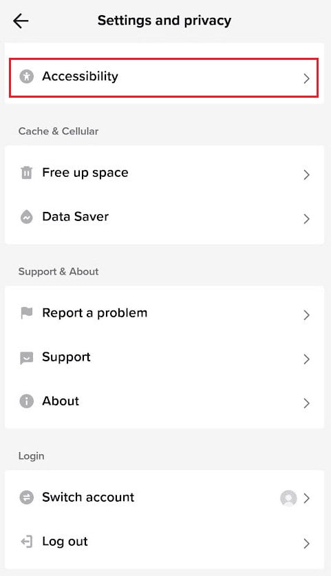 Swipe down and tap on Accessibility