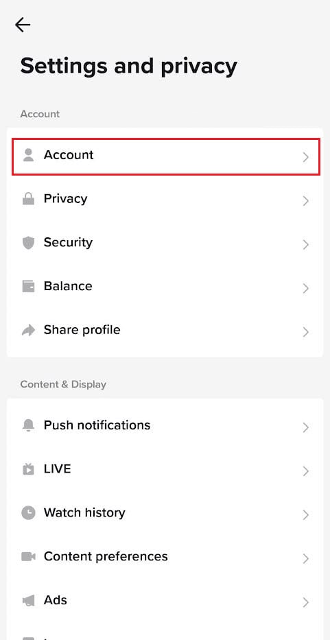 Tap on Account