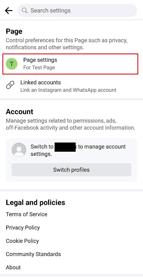 Tap on Page settings