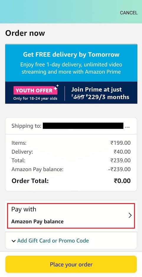 Tap on Pay with