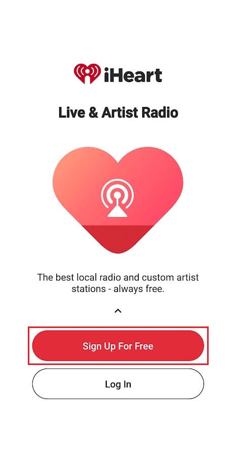Tap on Sign Up For Free to create your account and use the app for free
