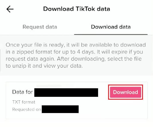 Tap on the Download option from the received file you requested | How to Find Your Comments on TikTok