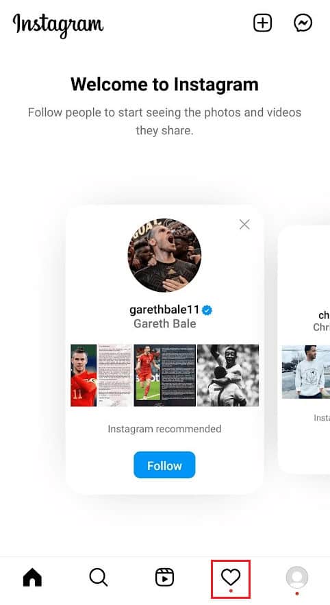 Tap on the Notification tab (Heart icon) from the bottom navbar panel