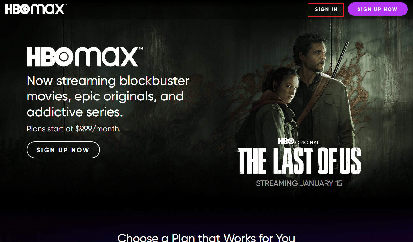 Visit the&nbsp;HBOMax website on your PC or mobile browser and click on SIGN IN