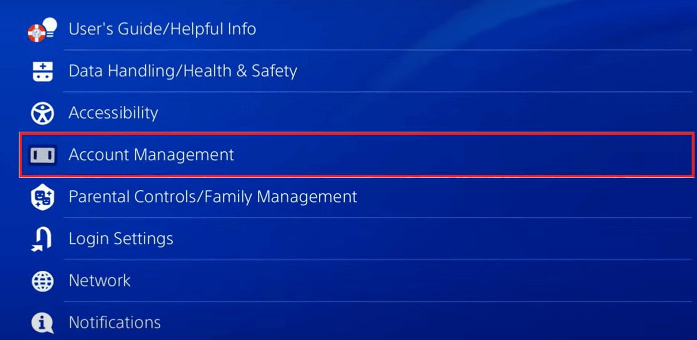 Account Management ON PS4