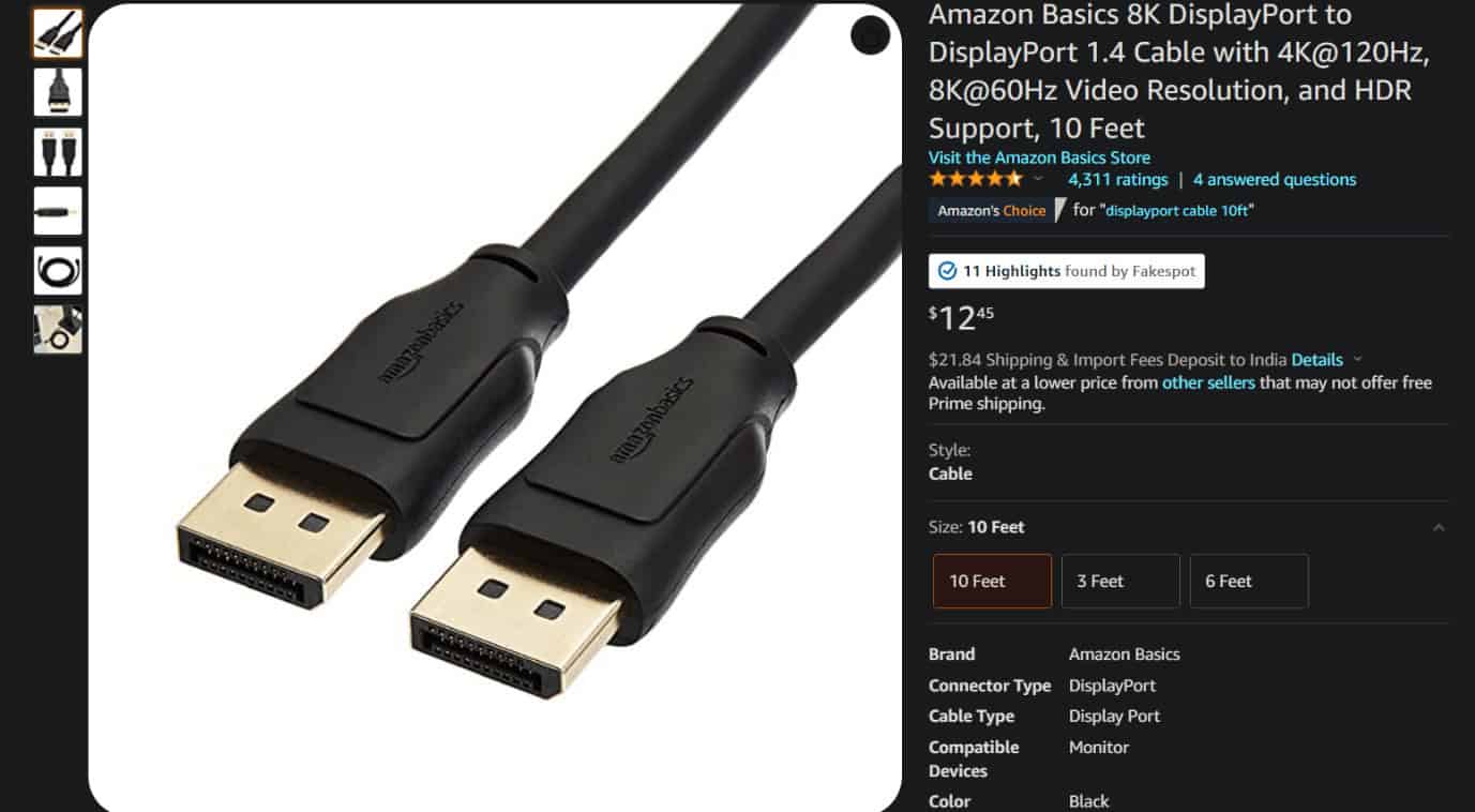 Amazon Basics dp cable. 15 Best DisplayPort Cables for Gaming