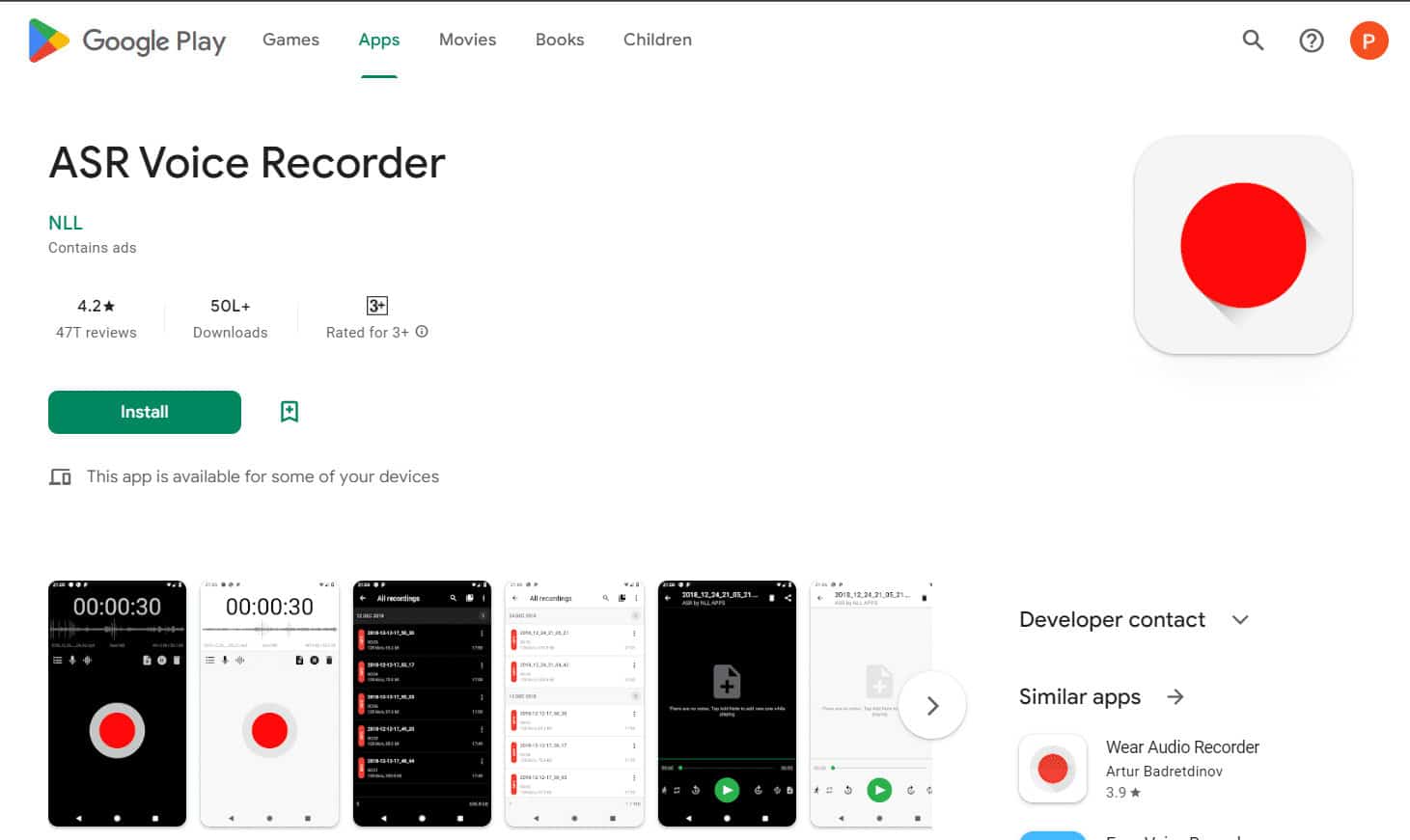 ASR Voice Recorder playstore | best music recording app for android