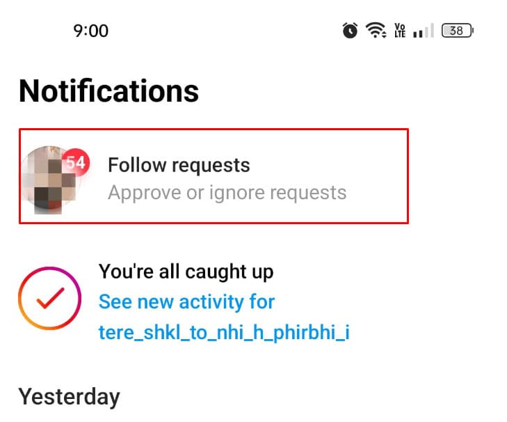 Tap on the Follow request option