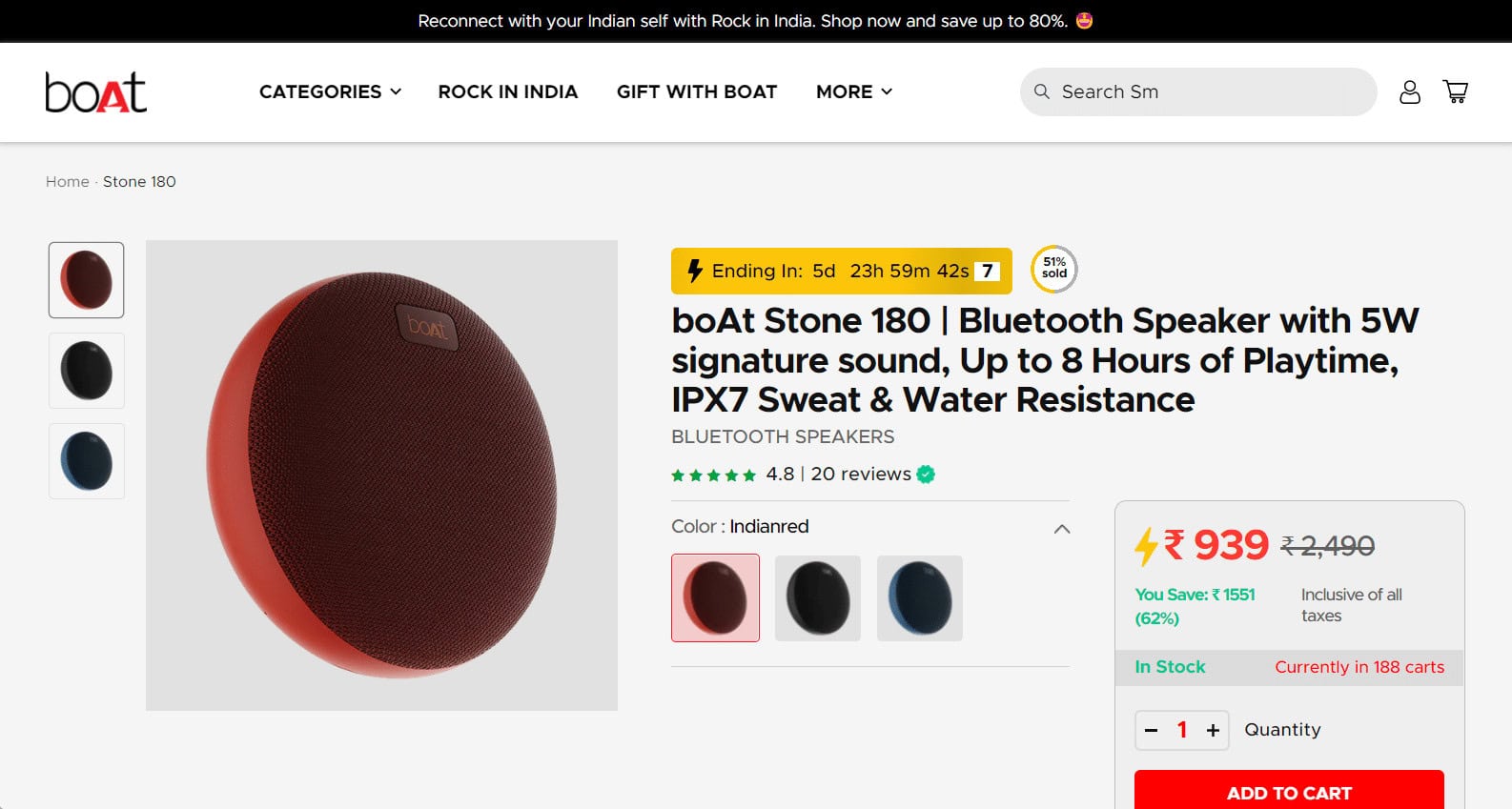 boAt Stone 180