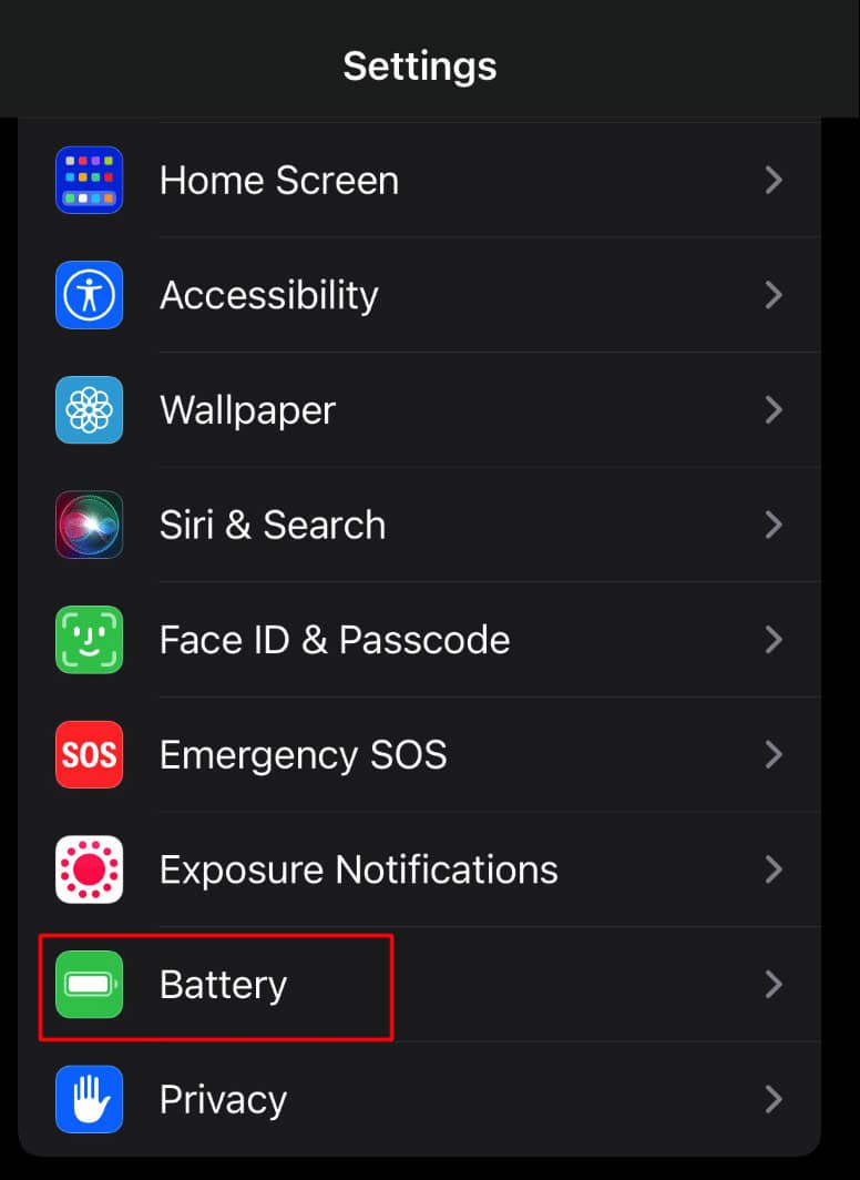 choose battery option