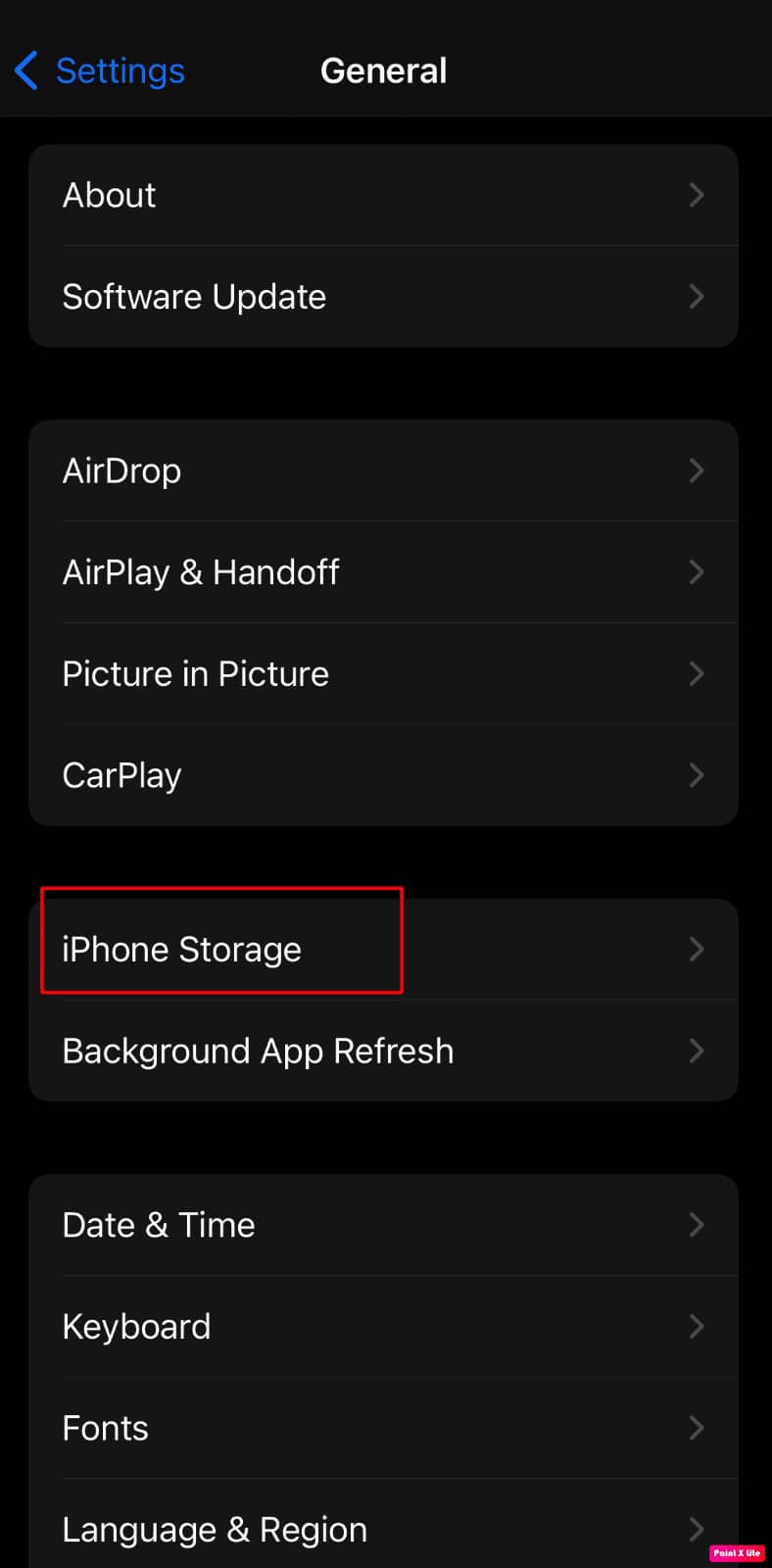 choose iphone storage option