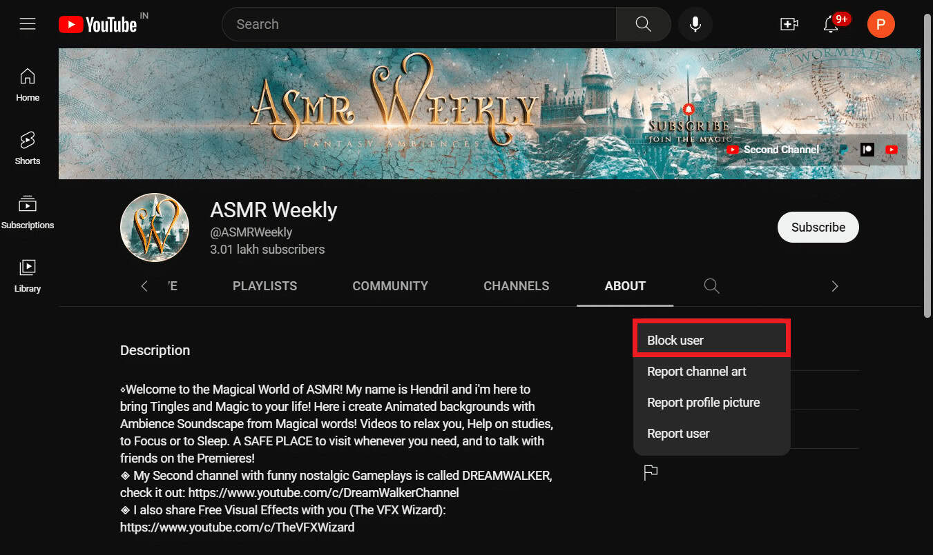 click on block user. How to Block a YouTube Channel on TV