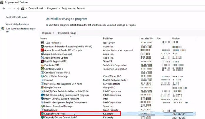 Click on Kaspersky Endpoint Security 10 for Windows 