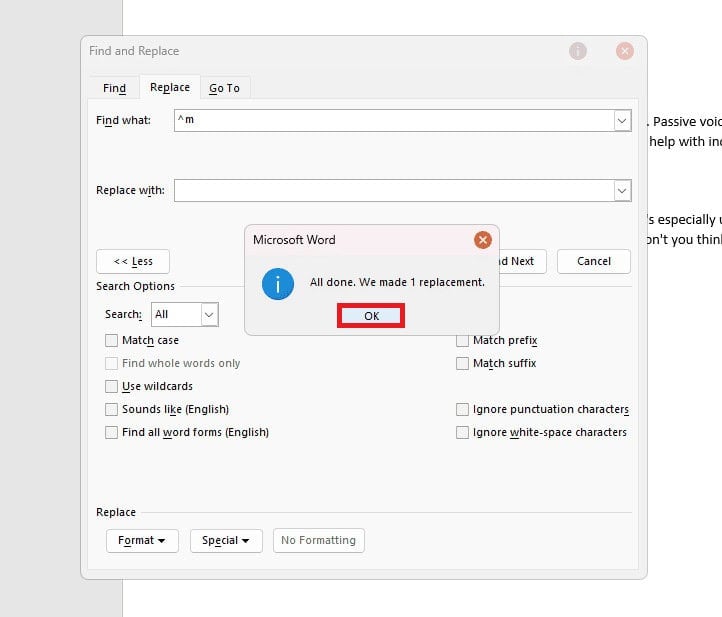 click on OK in the pop-up Window.