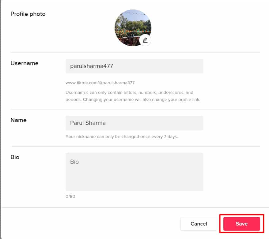 Click on Save on tiktok | tiktok profile picture not showing