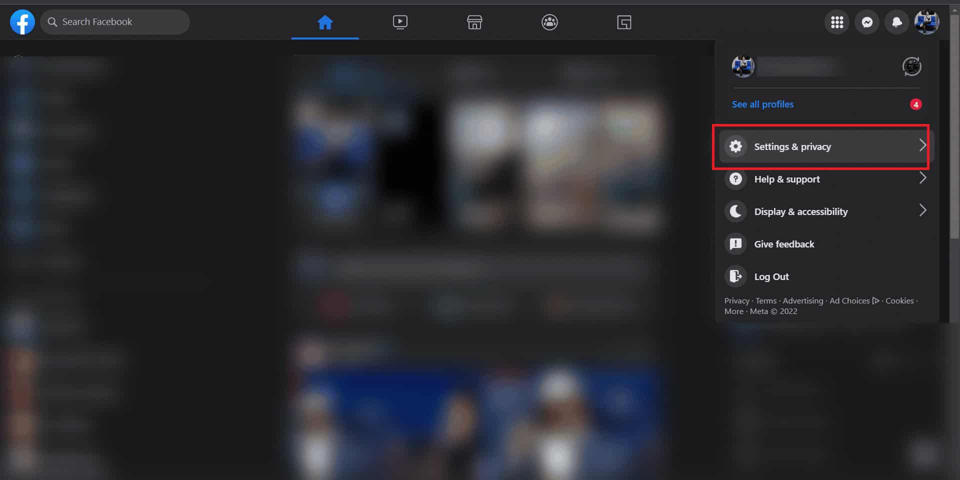 Click on Settings and privacy