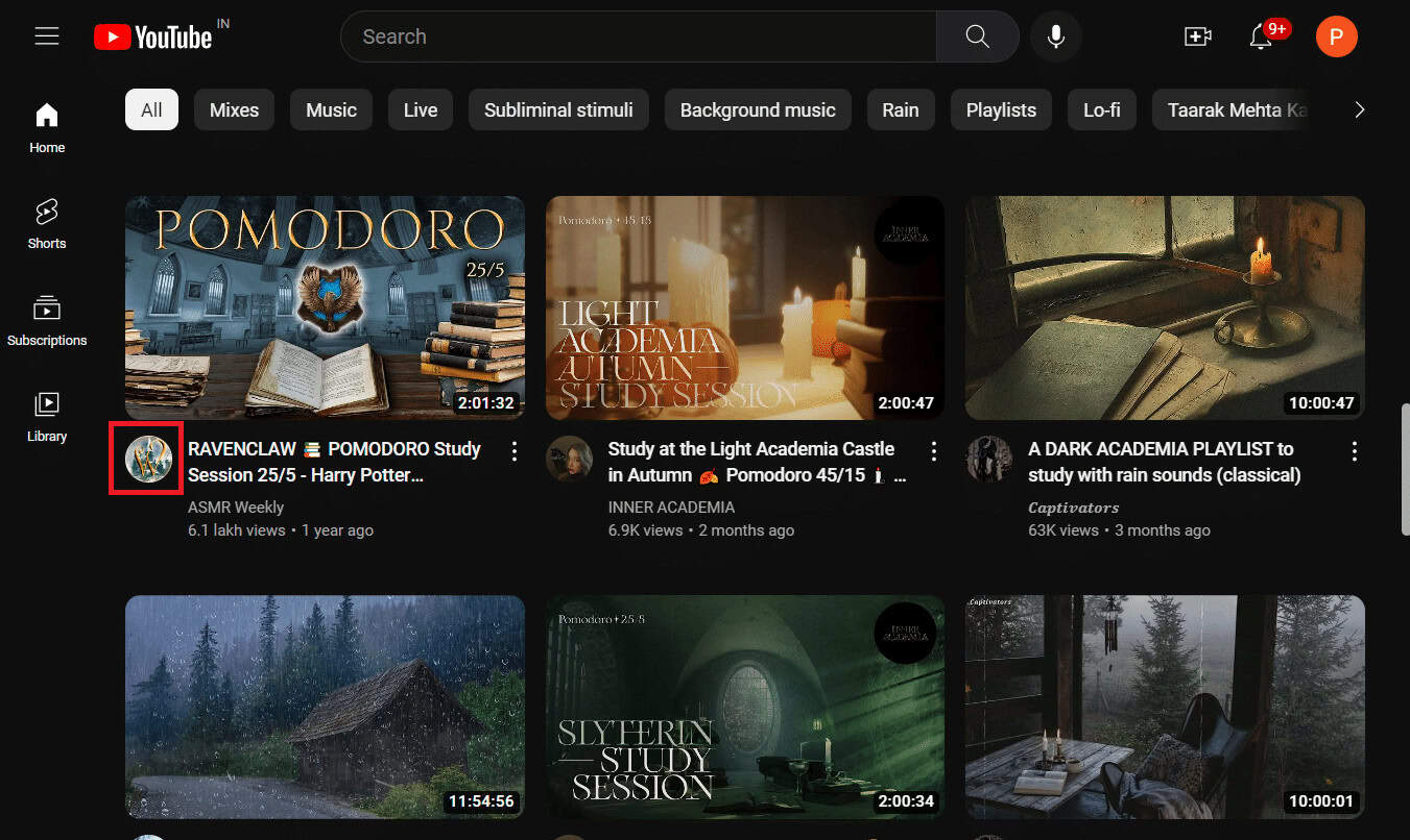 click on the channel icon