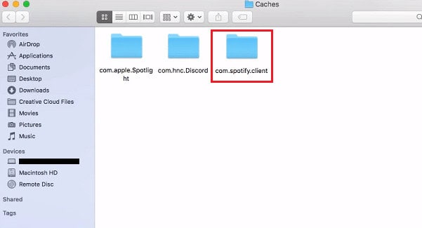 click on the com.spotify.client folder | How to Clear Spotify Cache in Windows 10