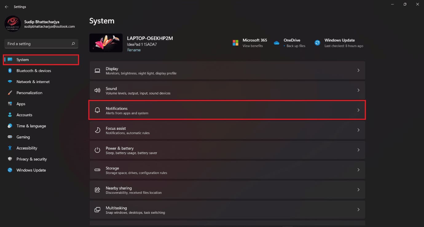 click on the Notification option. 9 Ways to Fix Snip and Sketch Not Working on Windows 10 and 11
