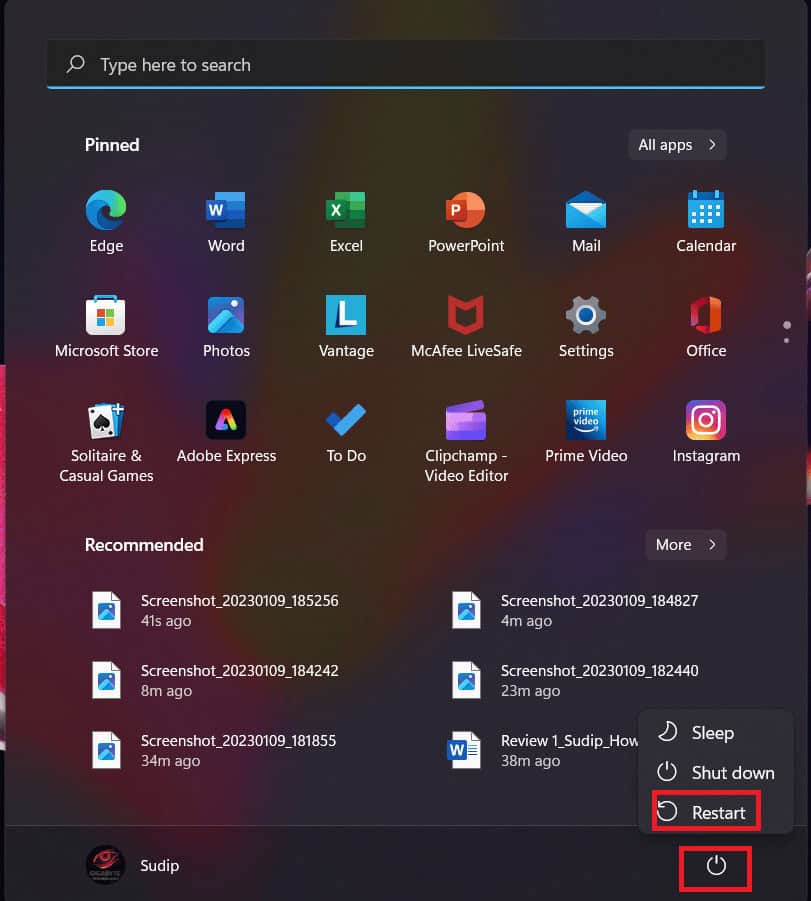 restart pc