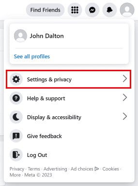 Click on the Settings & privacy option from the menu. | How to See Friends Deleted Posts on Facebook