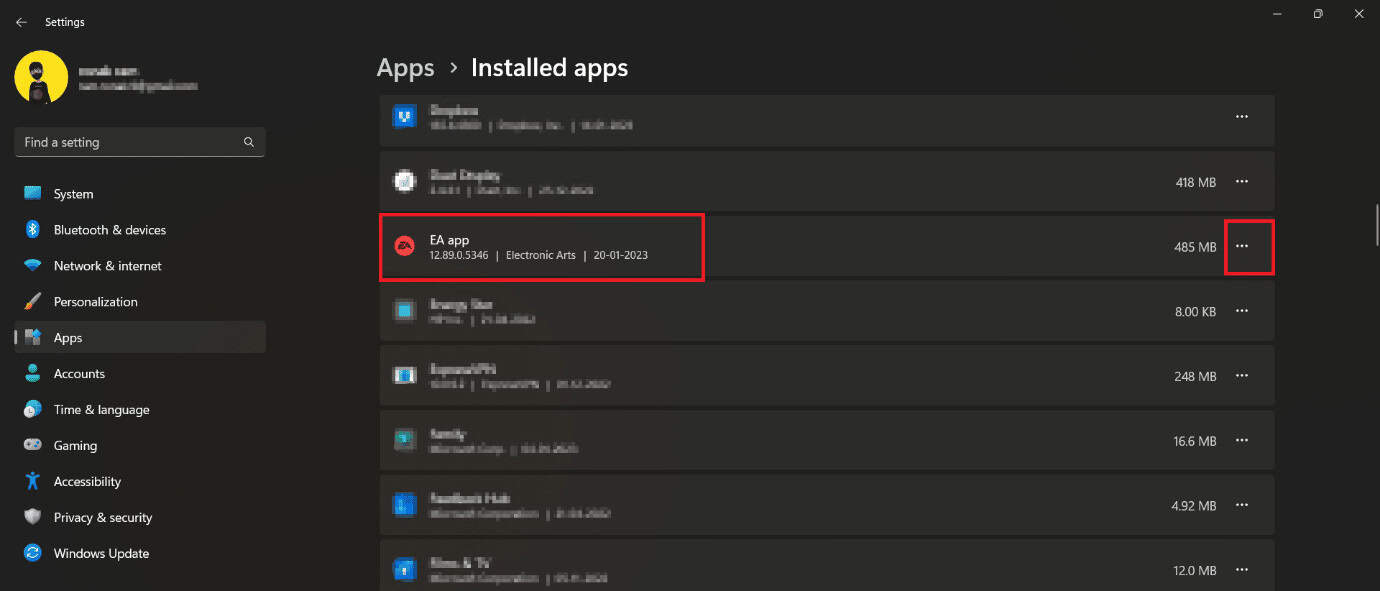 Click on the three dots beside the app name. 11 Ways to Fix Apex Game Security Violation Detected Error