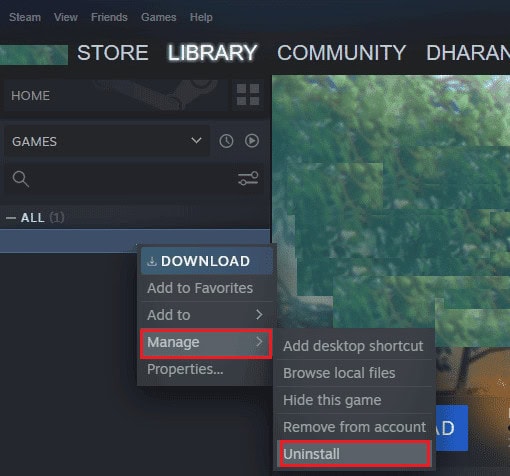 Click on Uninstall