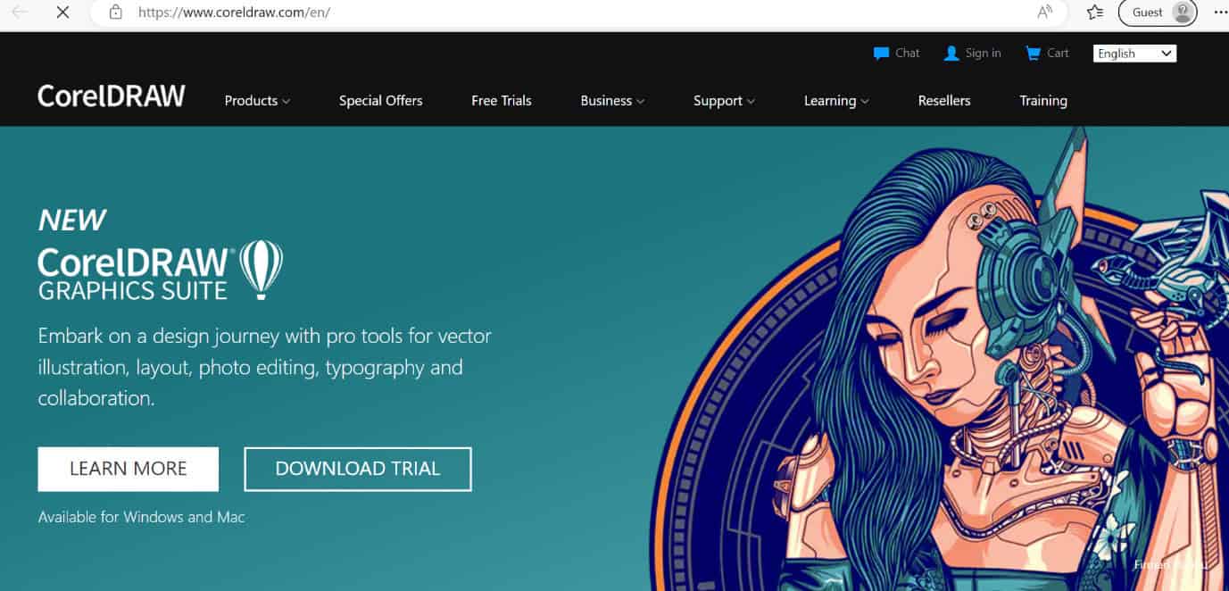 coreldraw web page