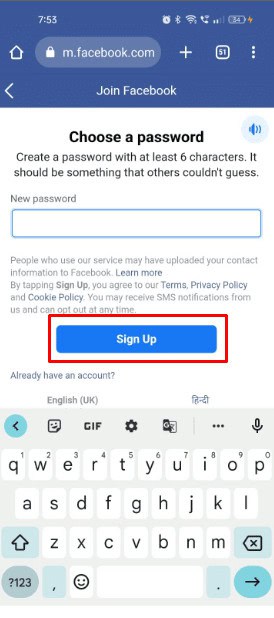 Create a strong password for your Messenger account and tap on the Sign In Button to move to the next steps. 