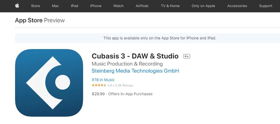 Cubasis 3- DAW & Studio by Steinberg Media Technologies GmbH | best music making apps for iPhone
