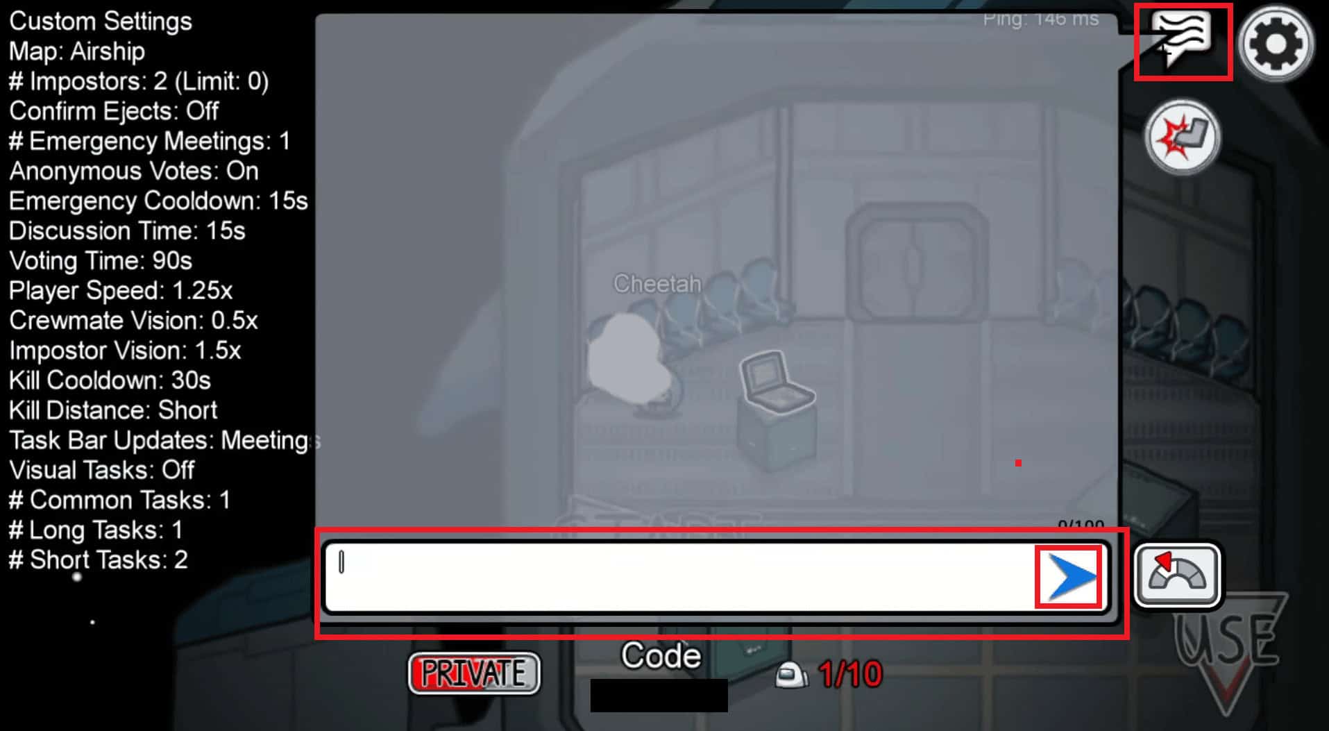 desired text in the chat box - Send icon
