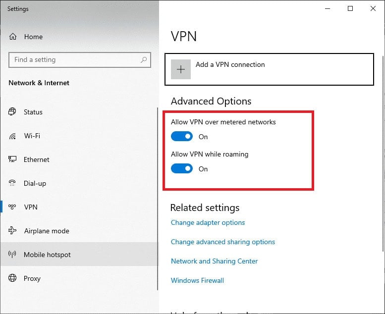 Disable VPN or Proxy 