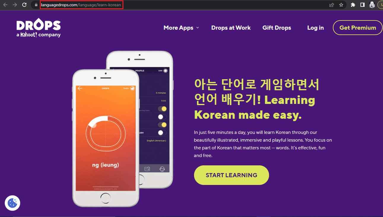 Drops homepage. 17 Best Free App to Learn Korean for Beginners