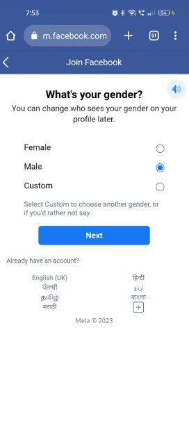  Fill in your other details to create a Messenger account