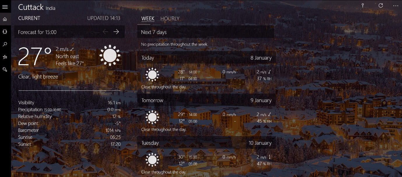forecast app homepage
