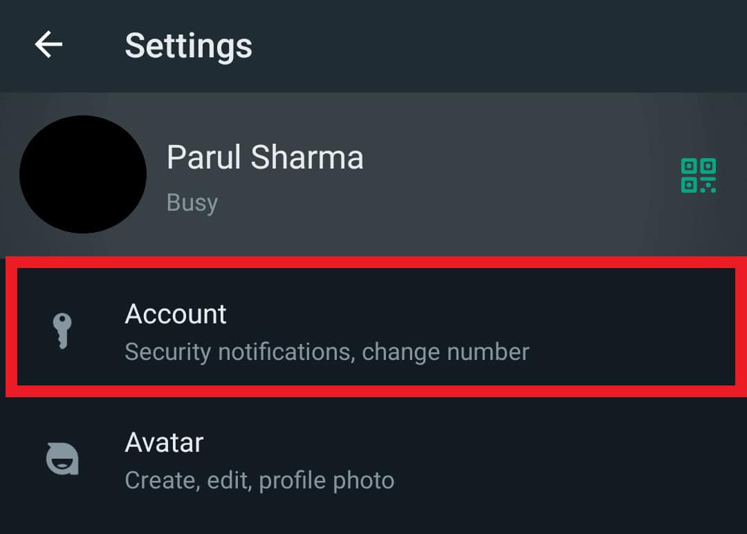 tap on&nbsp;Account
