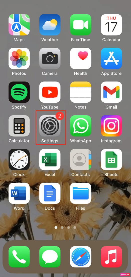 go to settings option on iphone