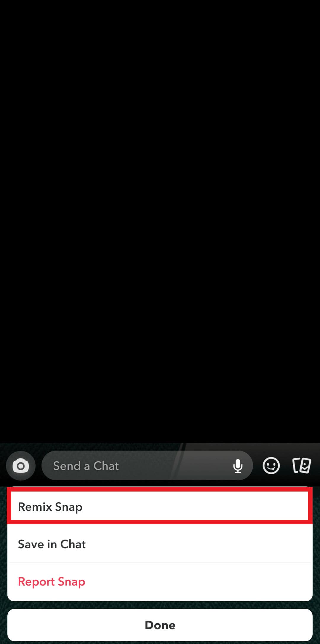 Go to the three vertical dots and tap on Remix Snap | Does Remix Snap Notify?