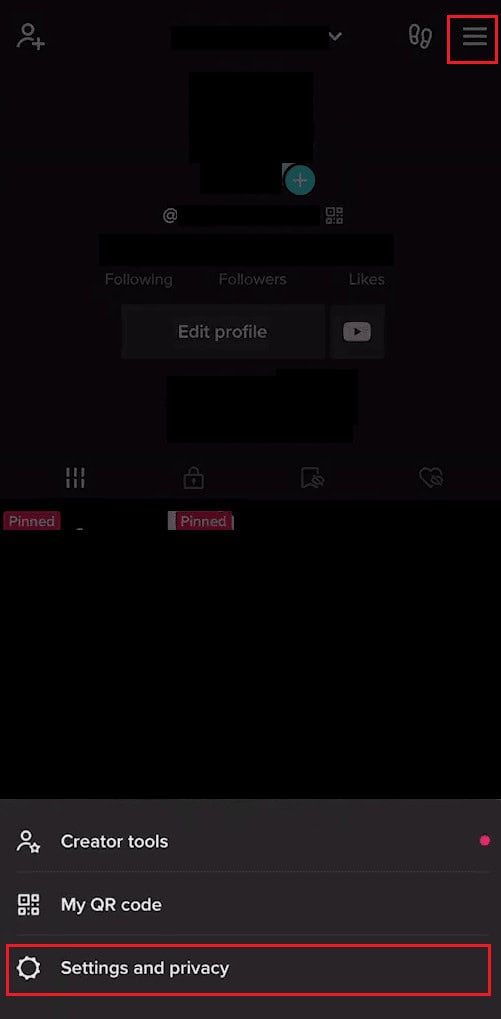 hamburger icon - Settings and privacy