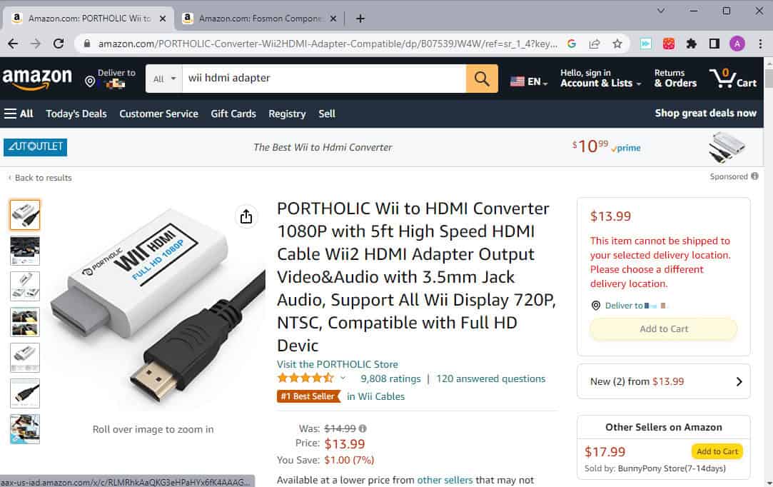 HDMI adapter Amazon webpage | How to Hook Up Wii to Smart TV
