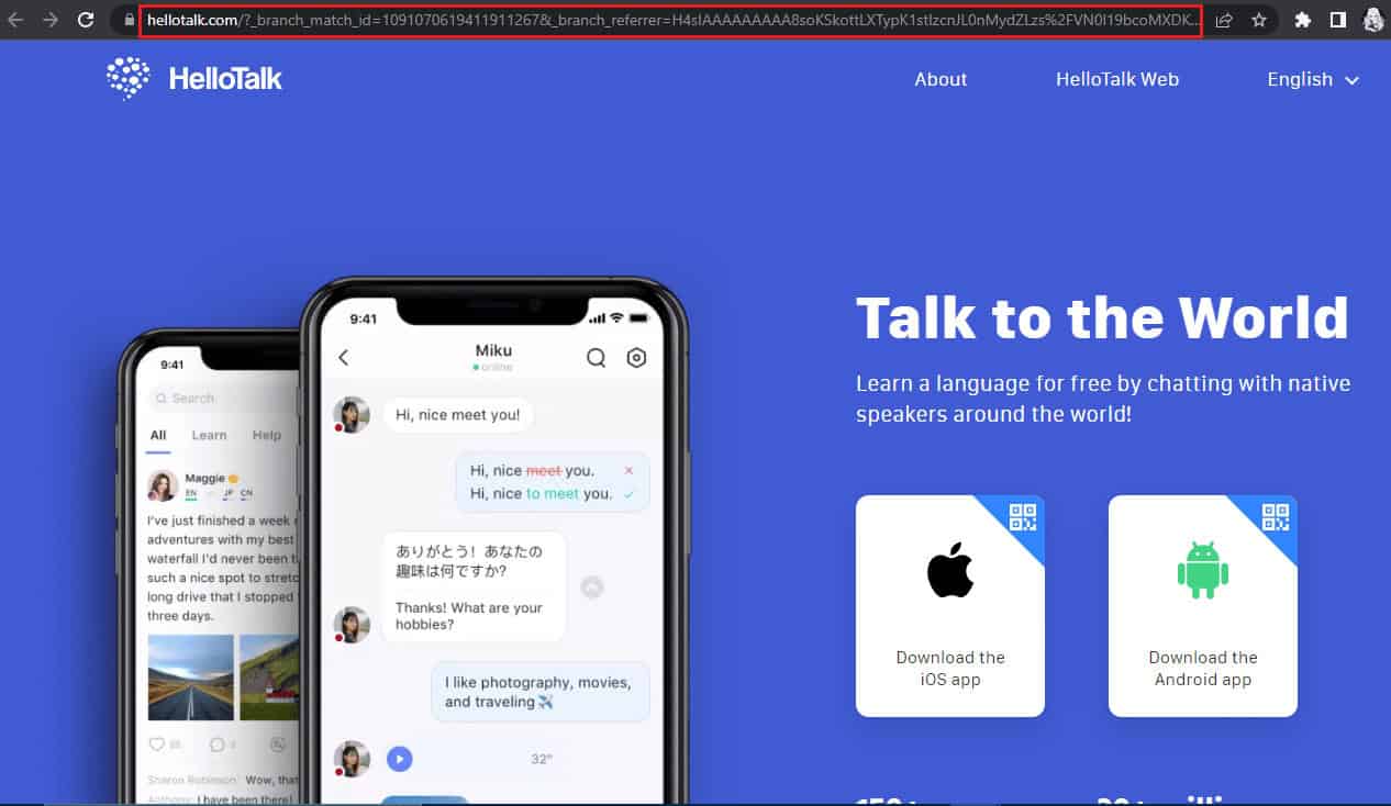 HelloTalk homepage